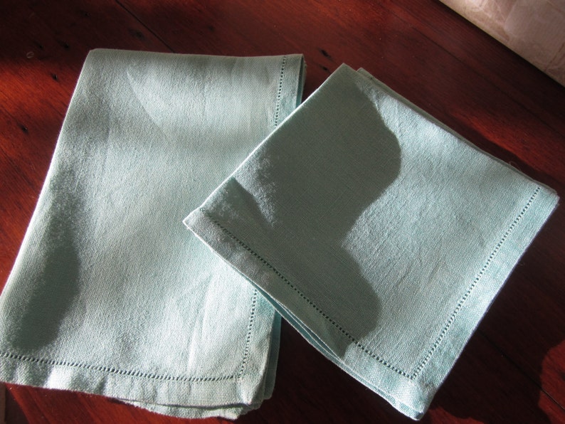 Vintage Linen Dinner Napkins Serviettes Linen Green Small Luncheon Large Dinner Wedding Gift Bridal Shower