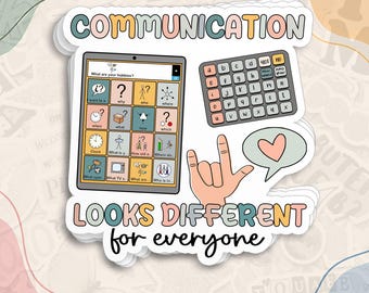 Autism Awareness Sticker, Communication Looks Different For Everyone Decal, Special Education Waterproof Stickers for Water Bottle, Laptop