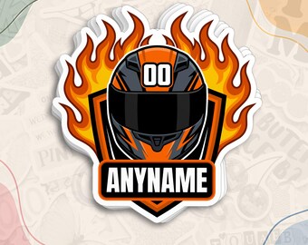 Custom Motorcycle Racing Number Sticker, Personalized Motocross Name Decal, Dirt Bike Racer Waterproof Stickers for Water Bottle, Laptop