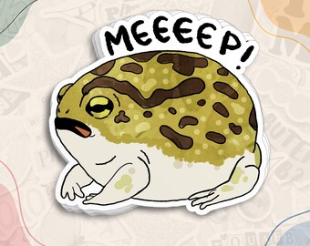 Cute Desert Rain Frog Sticker, Angry Screaming Frog Decal, Funny Amphibian Meme Waterproof Die Cut Stickers for Water Bottle, Laptop