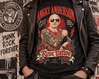 Angry Anderson Rose Tattoo Shirt, Aussie Rock Legend Memorial Tee, Vintage Australian Rock T Shirt, Classic Rock N Roll Biker Gift