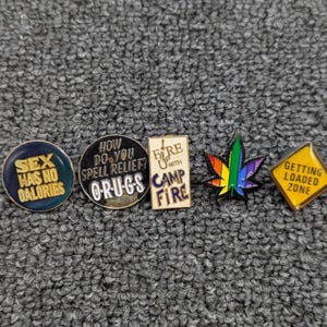 Vintage Pop Culture Enamel Metal Lapel Pins 420 Pot Leaf Getting Loaded Zone +