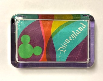 Disneyland Vintage 1960s 1970s Paper Souvenir Gift Sack Glass Paperweight