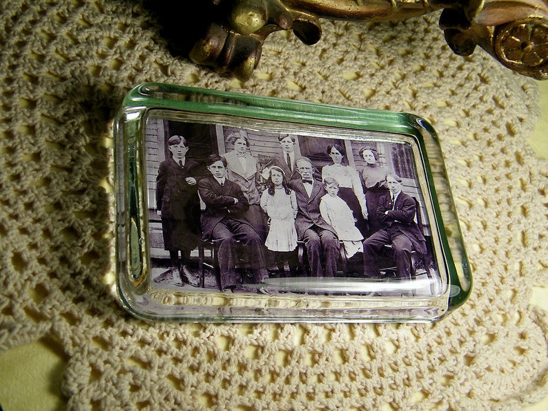 CUSTOM Heirloom Family Photo Glass Paperweight Anniversary Family Tree Your Photo Here image 3