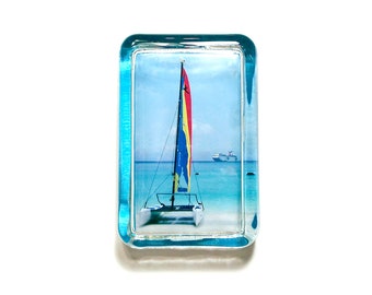 CUSTOM Vacation Photography Paperweight - Spring Break Cruise Honeymoon Nautical Sailboat Beach