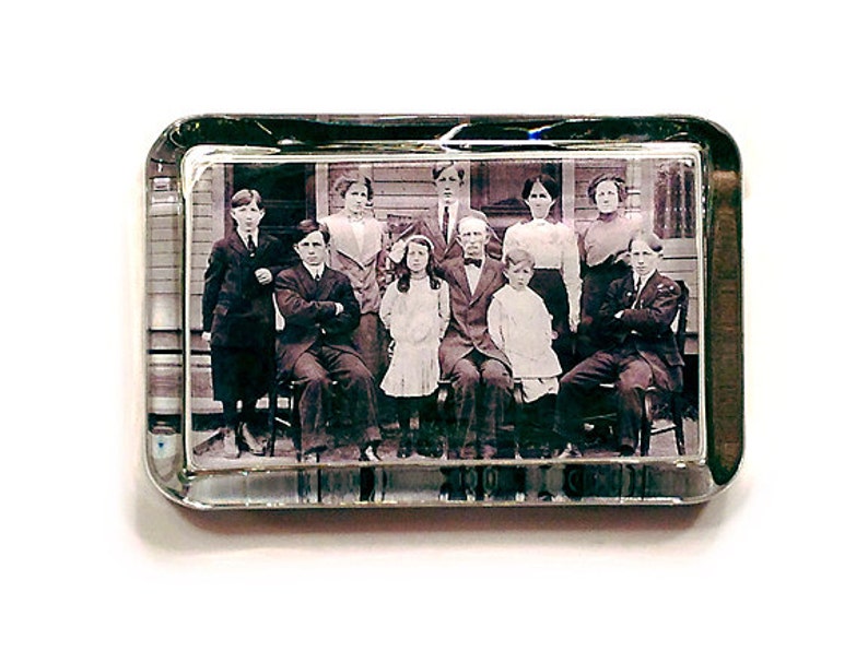 CUSTOM Heirloom Family Photo Glass Paperweight Anniversary Family Tree Your Photo Here image 1