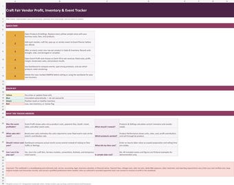 Craft Fair Vendor Profit and Inventory Tracker, Excel Event Sales Spreadsheet