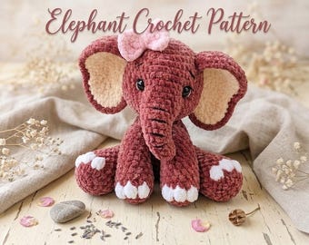 Crochet Elephant Pattern PDF, Amigurumi Pattern Instant Download, Handmade Elephant Toy Pattern Digital Product, Crochet Elephant Toy