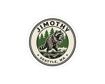 Viral Seattle Raccoon Badge Sticker | Jimothy-Inspired, Northwest Wildlife