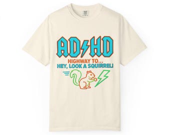 ADHD Hey Look a Squirrel T-shirt | Retro Lightning Squirrel Graphic