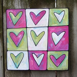 Custom Hearts acrylic on canvas painting image 1