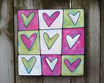 Custom Hearts acrylic on canvas painting