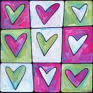 Custom Hearts acrylic on canvas painting image 4