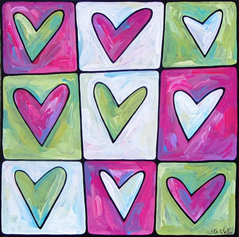 Custom Hearts acrylic on canvas painting image 4