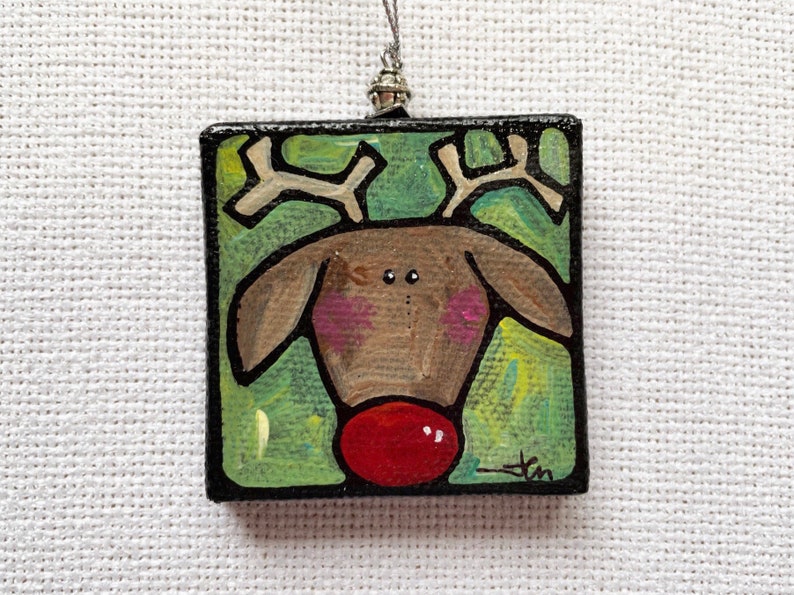 Custom mini hand-painted canvas ornaments image 8