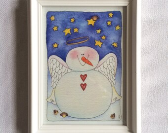 Snowman Angel Framed 5x7 art print