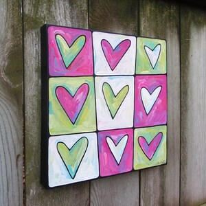 Custom Hearts acrylic on canvas painting image 2