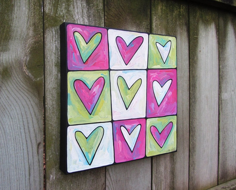 Custom Hearts acrylic on canvas painting image 2