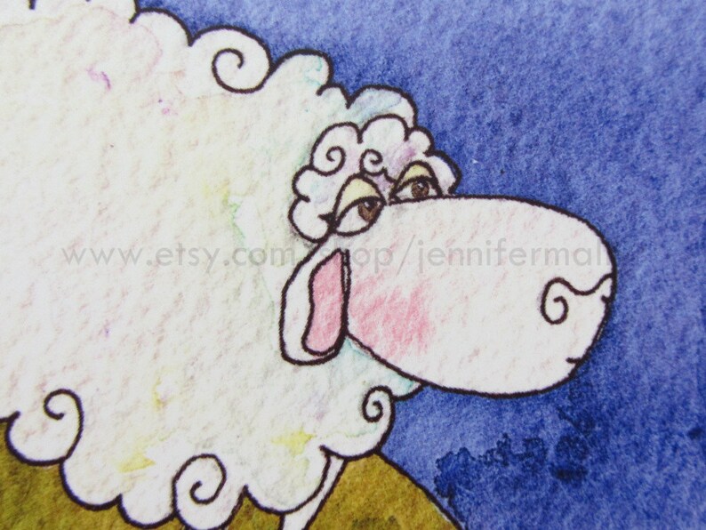 Sheep with Stars Make A Wish 8x10 art print image 2