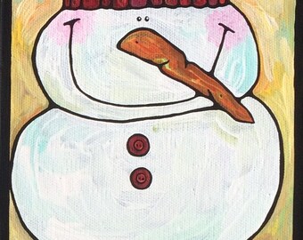 Custom Snowman acrylic on canvas painting