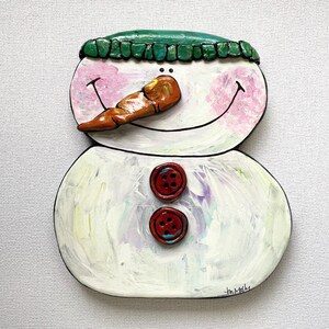Hand Painted Snowman Wall Plaque - Large