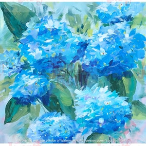 Impression dart Blue Hydrangeas 8x10 image 1