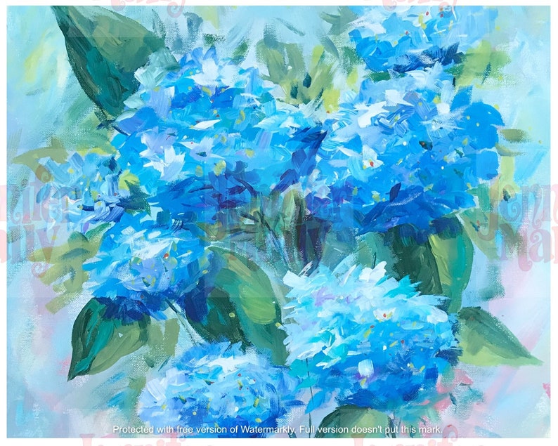 Impression dart Blue Hydrangeas 8x10 image 1