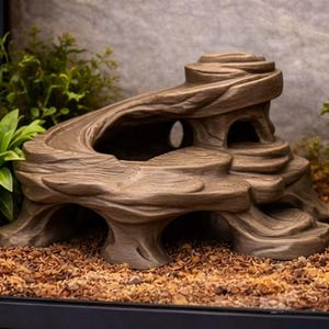 Tree Root Shape Reptile Hide Cave, 3D Print Terrarium Decor, Multi Size Climbing Platform,Habitat Shelter for Small Reptiles & Invertebrates