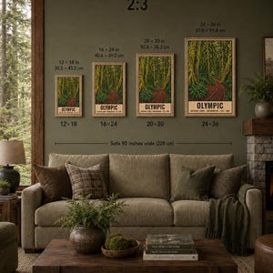 Plakat z Parkiem Narodowym Olympic, wydruk z podróży po lasach deszczowych w stanie Waszyngton w stylu vintage, retro sztuka ścienna z motywem gór nadbrzeżnych, sitodruk w stylu WPA do druku zdjęcie 9