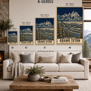 Parque Nacional Grand Teton, Póster navideño, Wyoming. Río Snake. Arte invernal con nieve (Descarga digital). imagen 13