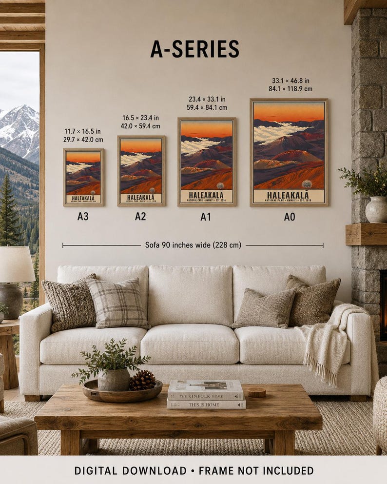 Haleakala National Park Poster, Hawaii Maui Volcano Sunrise Vintage Travel Print, Retro Island Landscape Wall Art, WPA Style Printable image 11