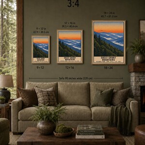Great Smoky Mountains nationalpark-affisch, vintage resetryck med Blue Ridge-motiv, retro väggkonst i skog och berg, utskrivbar dekoration i WPA-stil bild 9