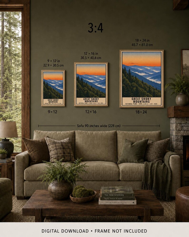 Great Smoky Mountains nationalpark-affisch, vintage resetryck med Blue Ridge-motiv, retro väggkonst i skog och berg, utskrivbar dekoration i WPA-stil bild 9