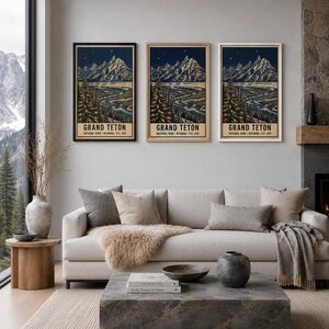 Parque Nacional Grand Teton, Póster navideño, Wyoming. Río Snake. Arte invernal con nieve (Descarga digital). imagen 9
