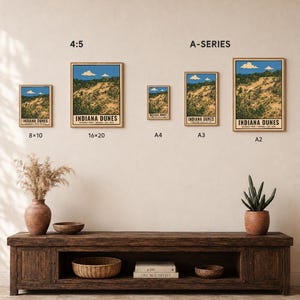 Plakat z Parku Narodowego Indiana Dunes, wydruk z podróży po plaży nad jeziorem Michigan w stylu vintage, dekoracja ścienna z wydmami w stylu retro, dekoracja do druku w stylu WPA z lat 60. XX wieku zdjęcie 6