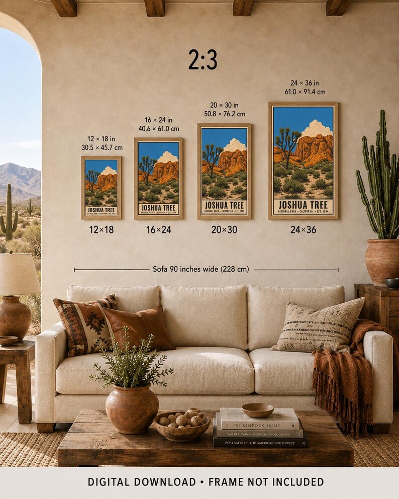 Joshua Tree National Park Poster, Vintage California Desert Travel Print, Retro Cactus Landscape Wall Art, 1960s WPA Style Printable Art image 8