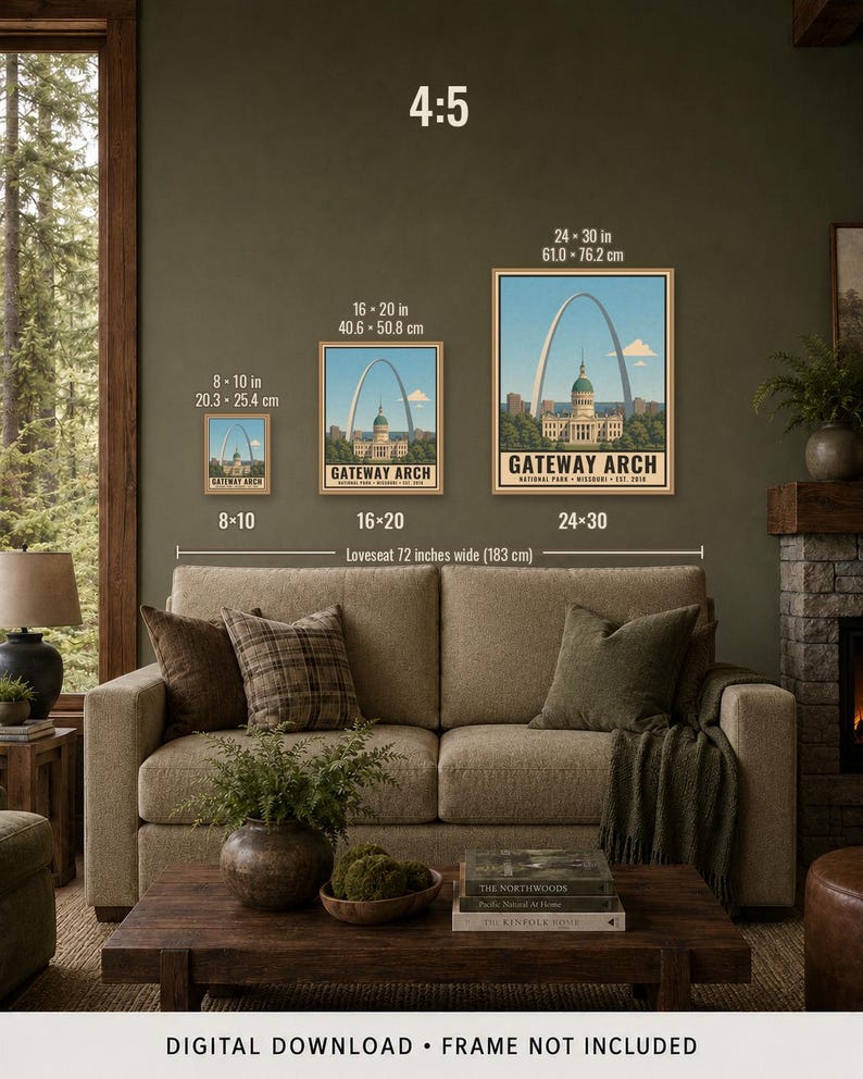 Gateway Arch National Park Poster, Vintage St Louis Missouri Travel Artwork, Printable Digital Decor, Retro Skyline Gift image 11
