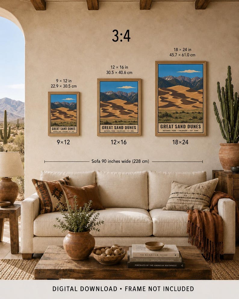Great Sand Dunes National Park Poster, Colorado Vintage Travel Artwork, Mountain Desert Landscape, Printable Digital Download Decor Bild 9