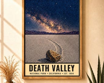 Death Valley National Park, Night Sky Poster, Racetrack Playa, Milky Way Art (Digital Download)