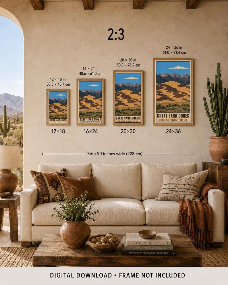 Great Sand Dunes National Park Poster, Colorado Vintage Travel Artwork, Mountain Desert Landscape, Printable Digital Download Decor Bild 8