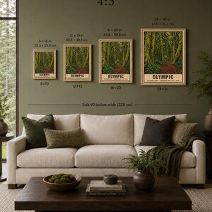 Plakat z Parkiem Narodowym Olympic, wydruk z podróży po lasach deszczowych w stanie Waszyngton w stylu vintage, retro sztuka ścienna z motywem gór nadbrzeżnych, sitodruk w stylu WPA do druku zdjęcie 11