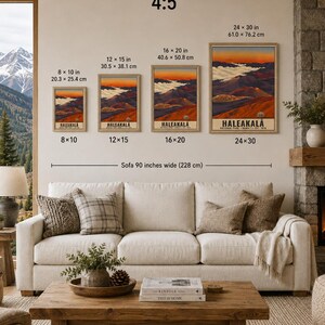 Haleakala National Park Poster, Hawaii Maui Volcano Sunrise Vintage Travel Print, Retro Island Landscape Wall Art, WPA Style Printable image 10