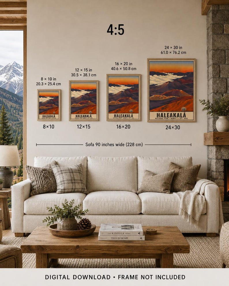 Haleakala National Park Poster, Hawaii Maui Volcano Sunrise Vintage Travel Print, Retro Island Landscape Wall Art, WPA Style Printable image 10