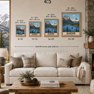 Glacier National Park Poster, Montana Going to the Sun Road Vintage Travel Print, Retro Mountain Lake Wall Art, WPA Style Printable Art imagem 10