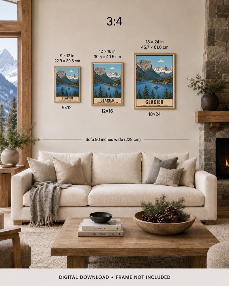 Glacier National Park Poster, Montana Going to the Sun Road Vintage Travel Print, Retro Mountain Lake Wall Art, WPA Style Printable Art imagem 9