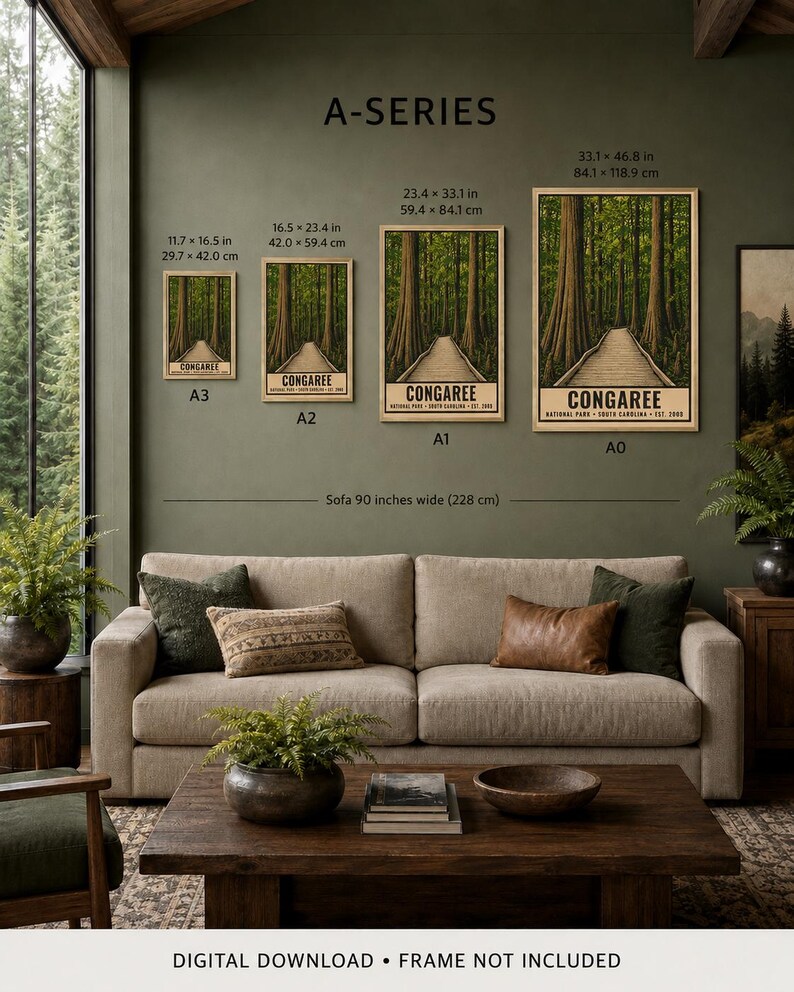 Congaree National Park Poster, South Carolina Swamp Boardwalk Vintage Travel Print, Retro Forest Wall Art, WPA Style Printable Decor image 11