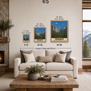 Plakat z Parku Narodowego Yosemite, Krajobraz Doliny Kalifornijskiej, Grafika podróżnicza w stylu vintage, Half Dome El Capitan, Dekoracja ścienna do druku, Cyfrowy zdjęcie 11