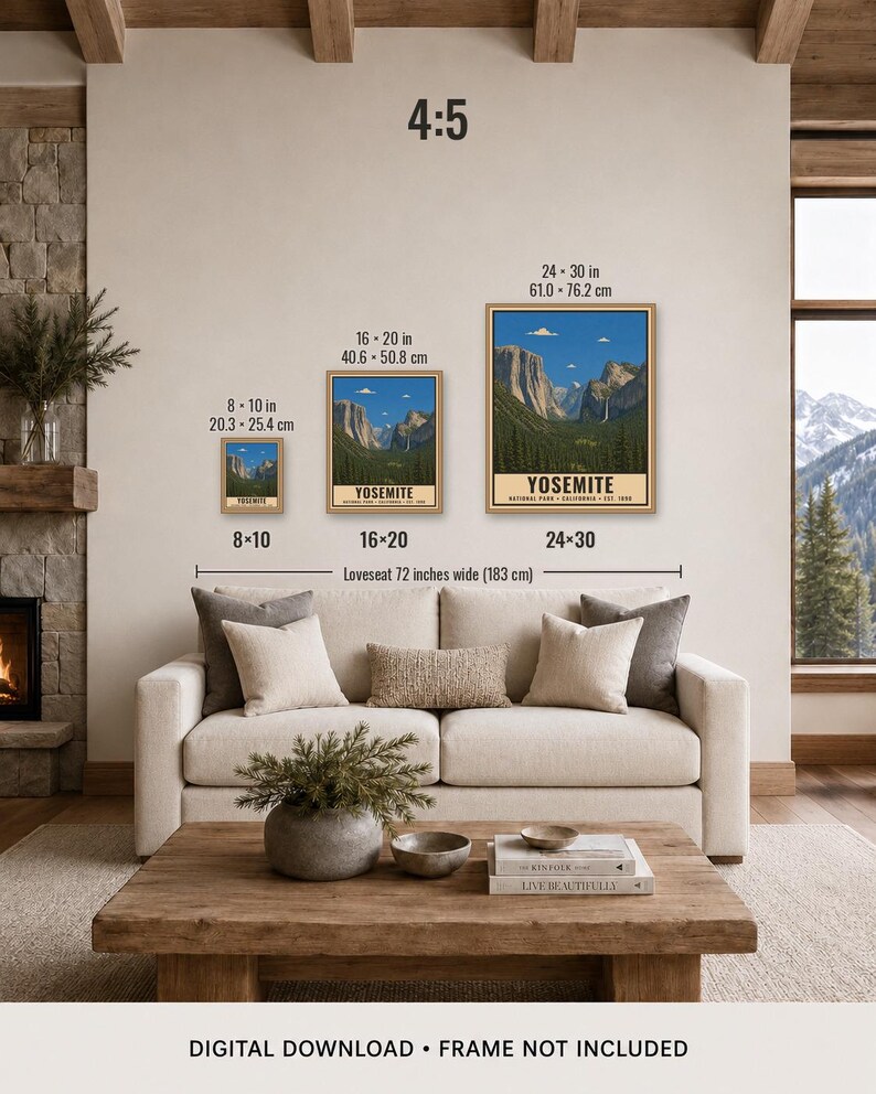 Plakat z Parku Narodowego Yosemite, Krajobraz Doliny Kalifornijskiej, Grafika podróżnicza w stylu vintage, Half Dome El Capitan, Dekoracja ścienna do druku, Cyfrowy zdjęcie 11