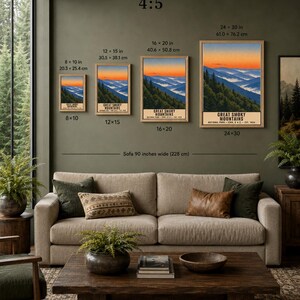 Great Smoky Mountains nationalpark-affisch, vintage resetryck med Blue Ridge-motiv, retro väggkonst i skog och berg, utskrivbar dekoration i WPA-stil bild 10