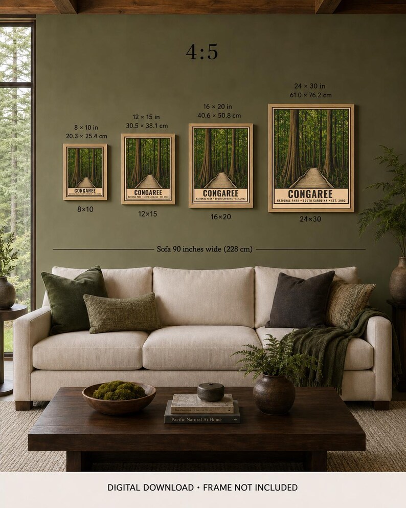 Congaree National Park Poster, South Carolina Swamp Boardwalk Vintage Travel Print, Retro Forest Wall Art, WPA Style Printable Decor image 10